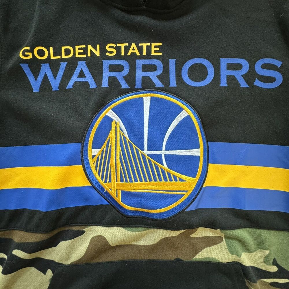 NBA Golden State Warriors Camo Pullover Short Sleeve Hoodie Men's Size S